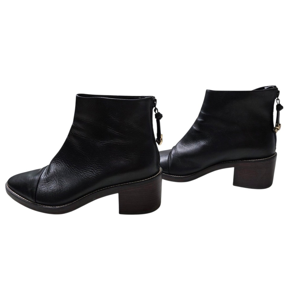 Cole Haan Womens Black Leather Waterproof Block Heel Ankle Boots Size 7B W12111